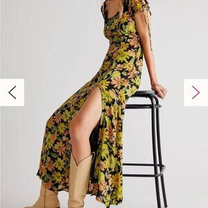 Free People - Pippa Midi Dress - Special Edition Black Floral - L Large